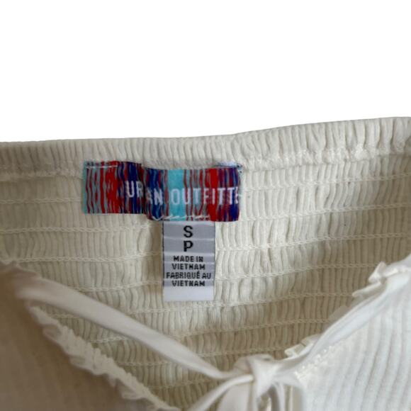 Urban Outfitters Rozi Blouse White Puff Flare Sleeve White Peasant Prairie Top - Picture 3 of 8